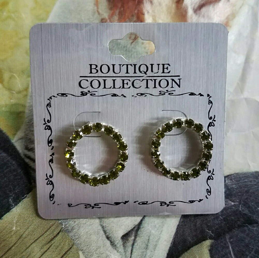 Green Rhinestone Earrings